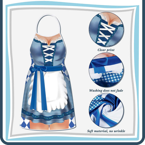 Hillban 2 Pcs Oktoberfest Mardi Gras Apron Couples Cooking Aprons, German Party Costume for BBQ