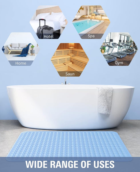 47.2" 31.5" Yolife Extra Large TPE Shower Mat, L x W Anti Slip Bath Mat with Drain Holes and Suction Cups, Large Size