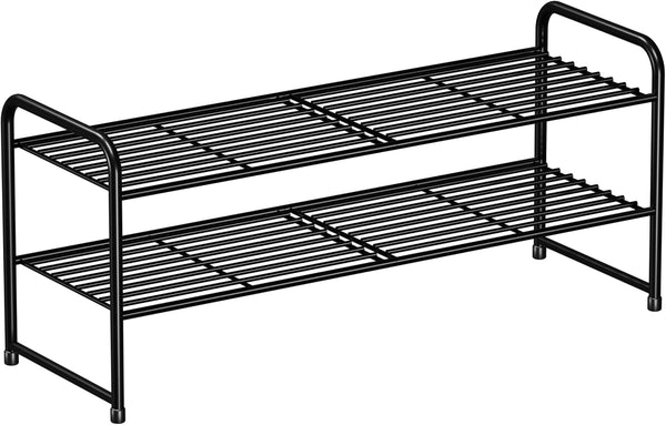 SUFAUY 2-Tier 33" Wide Shoe Rack, Closet Metal Shoe Rack Organizer Heavy