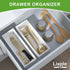 Utensil Organizer Silverware Drawer Organizer, Set of 2 Stackable Bamboo Storage Box Tray for Kitchen Gadgets