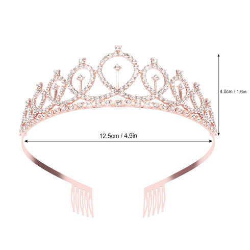 CAVETEE Birthday Crown and Sash for Women, Rose Gold Rhinestone Tiara Set for Decorations
