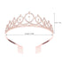 CAVETEE Birthday Crown and Sash for Women, Rose Gold Rhinestone Tiara Set for Decorations