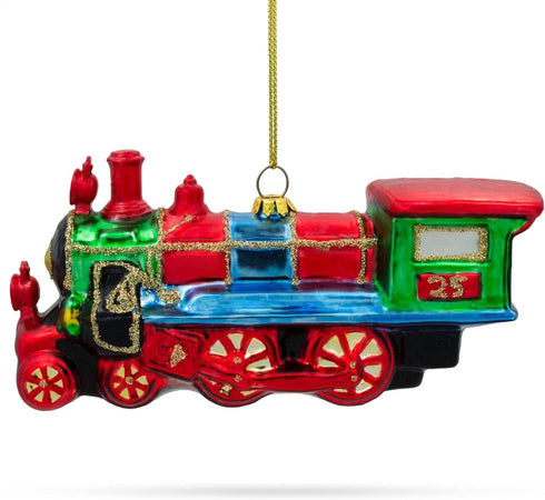 Steam Train Blown Glass Christmas Ornament