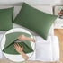 JELLYMONI Pillowcases Standard Set of 2, Green Cotton Envelope Pillow Covers 20×26in, 100% Washed Cotton Soft