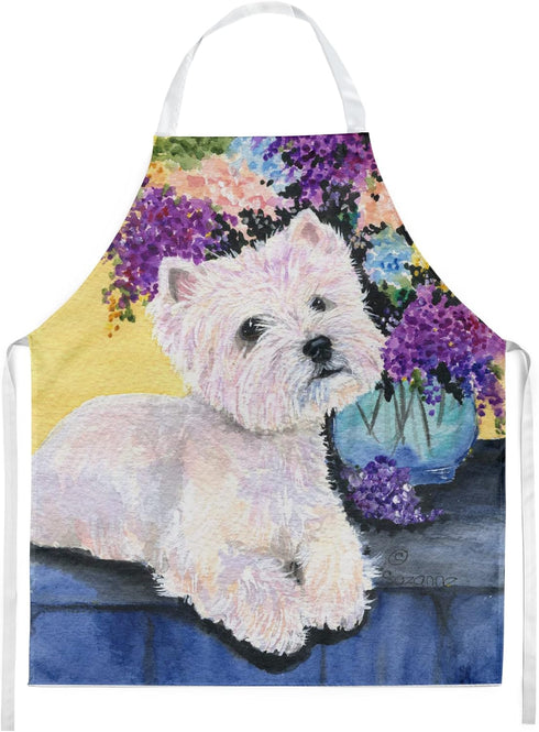 Caroline's Treasures SS8291APRON Westie Multicolor Apron for Adult Women Men, Large, Unisex, Cooking Kitchen