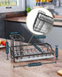 Consumest Sink Caddy Kitchen Sponge Holder + Dish Brush Holder with Drip Tray for Countertop, Stainless Steel, Black