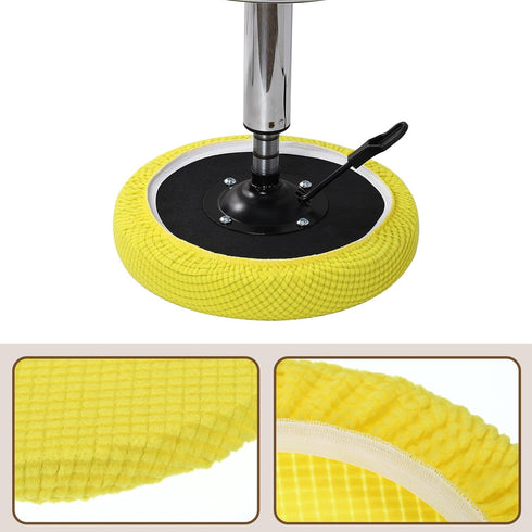 4 Pack, Dia.11-14", UXcell Round Bar Stool Covers - Elastic Bands "Chair Cushions Slipcovers - Lemon Yellow