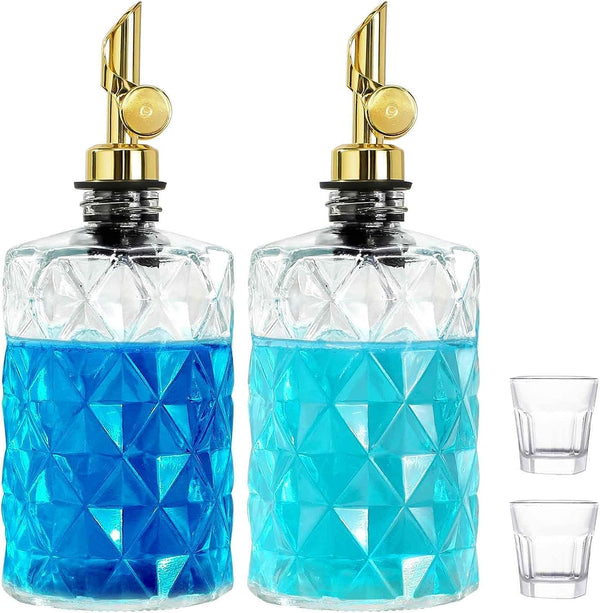 Mouthwash Dispenser for Bathroom, Luxury Diamond Glass Mouth Wash Container, 2 Pack