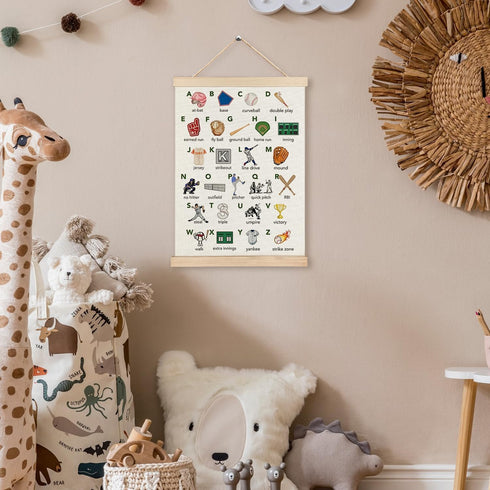 12x16 Inches RYYCDOI Baseball Alphabet Nursery Wall Decor, Baseball Alphabet Learning Wall Decor for Boys Kids Room
