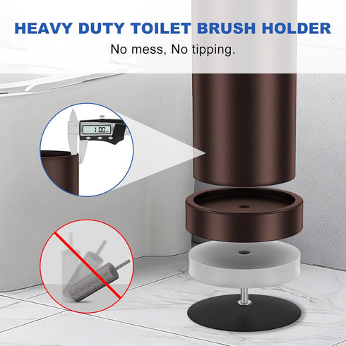 Set: 304 Toilet Brush and Holder Stainless Steel Heavy Duty Toilet Bowl Brush and Holder with Removable Inner Bowl