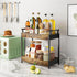 Countertop 2 Counter KLM Coffee Station Organizer, Tier Wooden Shelf for Coffee Bar Accessories, Condiment Storage