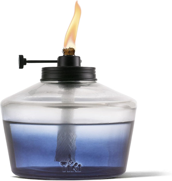 TIKI 6.25" Adjustable Flame Penta Glass Votive Tabletop Torch Watercolor Blue Outdoor