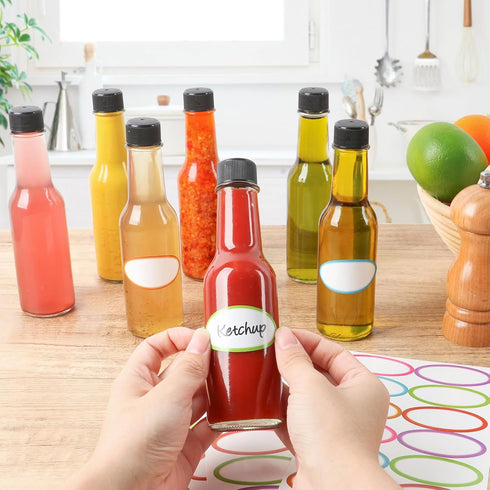 5 oz 6 Pack, Woozy Cap,150ml STARSIDE Hot Sauce Bottles Empty Pepper Sauce Bottle, Clear Glass Bottles with Leak Proof