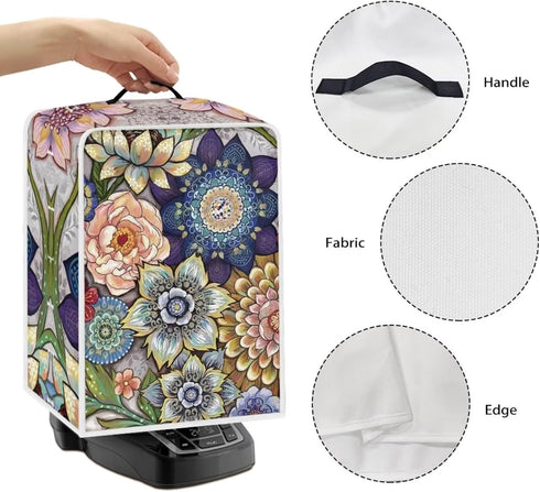 Boho Flower Coffee Machine Covers, Dust Stain Resistant Protector for Small Kitchen Appliance Coffee Makers, Home Decor