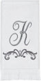 Avanti Linens Fingertip Towel, Soft Cotton Towel (Monogram Collection, Initial K), White