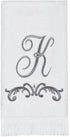 Avanti Linens Fingertip Towel, Soft Cotton Towel (Monogram Collection, Initial K), White