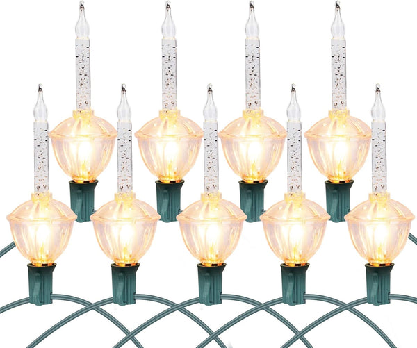 Christmas Bubble Lights, UL Listed 9 Traditional Clear Bulbs with Silver Glitter for Holiday Celebrations