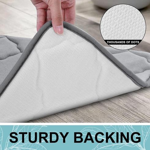 OLANLY Memory Foam Bath Mat Rug 36x24 - Ultra Soft Non Slip and Absorbent Bathroom Rug, Grey