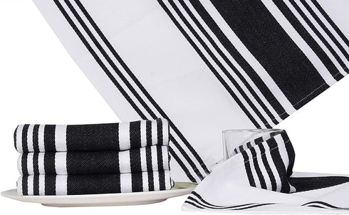 Urban Villa 100% Cotton Kitchen Towels Pack of 3, Highly Absorbent Quick Drying Soft Dish Towels, 20x30 Inch, Black &