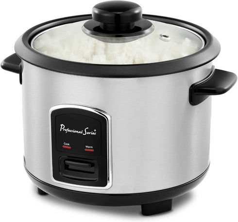 6-Cup Professional Series Rice Cooker with Glass Lid Stainless Steel