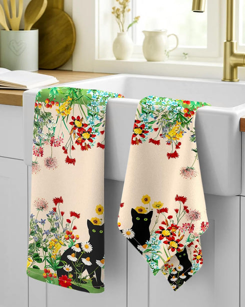 Set 2 18x26 Inch Miss Adola Flour Sack Kitchen Towels - of Spring Dish Towels with Hanging Loop Absorbent Reusable