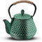 Cast Iron Tea Pot - Honeycomb Pattern Tea Kettle with Tea Leaf