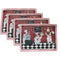 KEPSWET Cotton Linen Chef Placemats Set of 4, Red Washable Table Mats, 13x19 Inch Rectangle