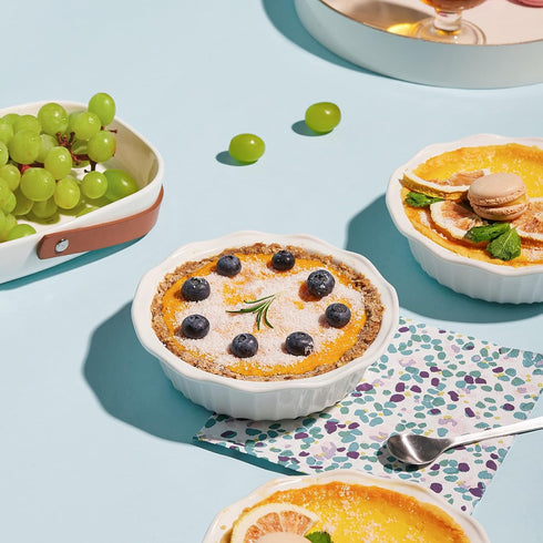 LIFVER Set of 4 Ceramic Pie Pans for Baking 6 Inches, 11.6 OZ Deep Round Mini Pie Plates Tart Pans