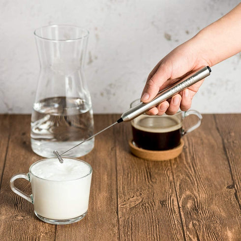 ROMAUNT 304 Handheld Milk Frother Electric Battery Operated Portable Milk Foamer for Coffee Latte Stainless Steel Whisk