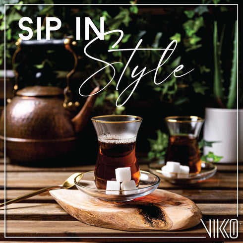 Set, 6 6 5.5 Oz Set Vikko Turkish Tea Glasses & Saucers, Cups and Plates, Tea Cups, Turkish Glass Tea For Six, Clear