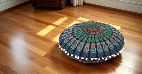 22 Inch CRAFT KALA Meditation Floor Pillows Cover Round Pillow Seating Hippie Decorative Adults Bohemian Mandala Circle