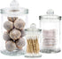Mini Glass Apothecary Jars - Set of 3 Bathroom Storage Organizer Canisters for Cotton Swabs, Cotton Balls, Makeup