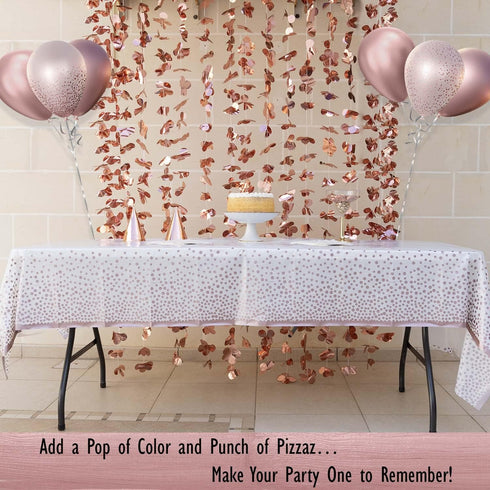 2 Pack Rose Gold Disposable Table Cloths, Plastic Table Cover for Birthday Baby Shower Rectangle Tables 54 x 108 in.
