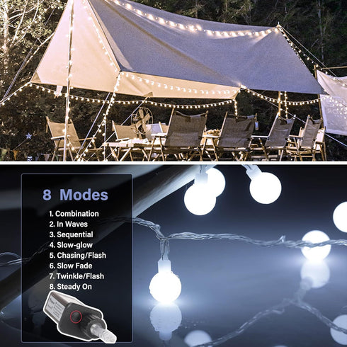 66 200 8 Minetom Globe String Lights, Feet Led Fairy Lights Plug in, Modes with Remote Mini Globe Lights for Indoor