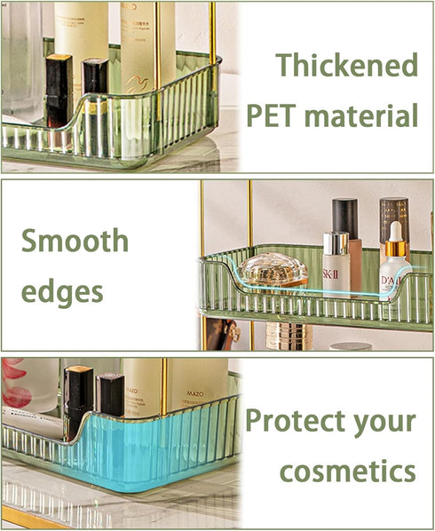 Bathroom Counter Organizer - 2 Tier Countertop Storage for Cosmetics, Skincare, Makeup, Green Vanity Tray, Spice Rack
