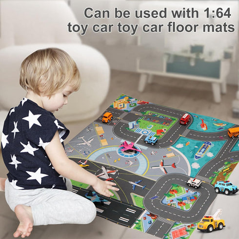 Kids Carpet Playmat Rug, Multi Color City Life Educational Road Traffic Carpet for Indoor Outdoor Play