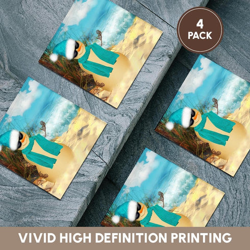 3dRose cst_173007_3 Sandy Beach Sandman with Ocean View - Fun Spoof on a Snowman-Ceramic Tile Coasters, Set of 4
