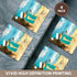 3dRose cst_173007_3 Sandy Beach Sandman with Ocean View - Fun Spoof on a Snowman-Ceramic Tile Coasters, Set of 4