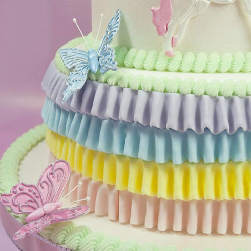 2 Pieces Border Silicone Fondant Baking Cake Molds - Pleated Lace Waves Mold for Cake Decorating, Sugarcraft,