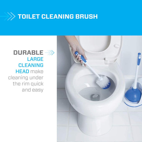 3-Piece Set, Mr. Clean Toilet Plunger and Bowl Brush Combo with Caddy, Heavy-Duty Plunger, Toilet Brush, and Caddy