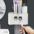 Toothbrush Holder Wall Mounted, WEKITY Multi-Functional Toothbrush and Toothpaste Dispenser for Bathroom,