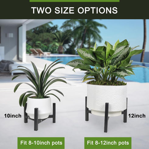 2 8-12inch Vigordream Metal Plant Stand, Adjustable Heavy Duty Sturdy Plant Holder for Indoor Outdoor Use, Height