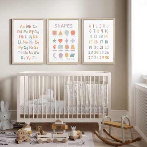 Pennclys 12x16 Inch Set 3 Kids Playroom Wall Art Decor Nursery ABC Alphabet Poster Play Room Canvas Wall Decor Toddler