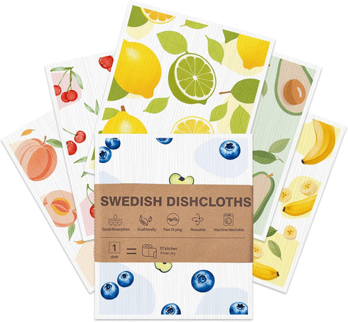 Aitoper Swedish Dishcloths for Kitchen, 6 Pack, Reusable Paper Towels Washable,Super Absorbent, Fast