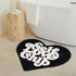 Self Love Club Heart Shaped Rug, Cute Non-Slip Bath Mat for Bedroom and Bathroom Decor, Black and White 27"x20"