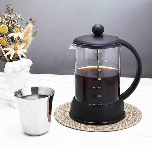 Easyworkz Eclipse French Press 27 oz Coffee Maker with Borosilicate Glass for Tea
