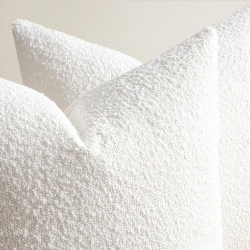Pack 4 20 20 Inch Topfinel Cream White Boucle Pillow Covers of x Linen Cotton Backing Decorative Textured Accent Solid