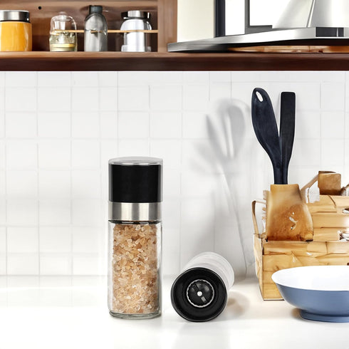 ErrandsHelper Set (1.7 inches 5.1 inches) Salt and Pepper Grinder - Spice Shakers with Adjustable Coarseness