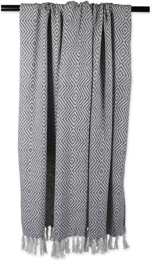 DII Diamond Throw Collection, Woven Cotton, 50x60, Mineral Gray