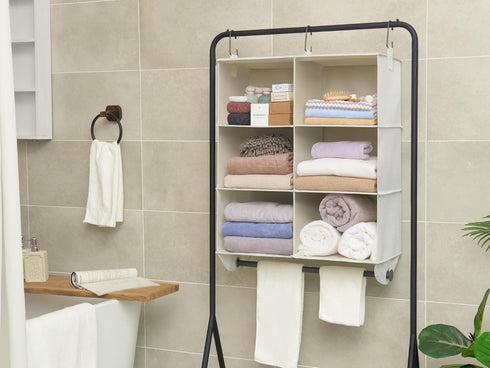 Closet 6-Section Closet StorageWorks Hanging Organizer with Metal Rod, Organizers and Storage, Collapsible Hanging